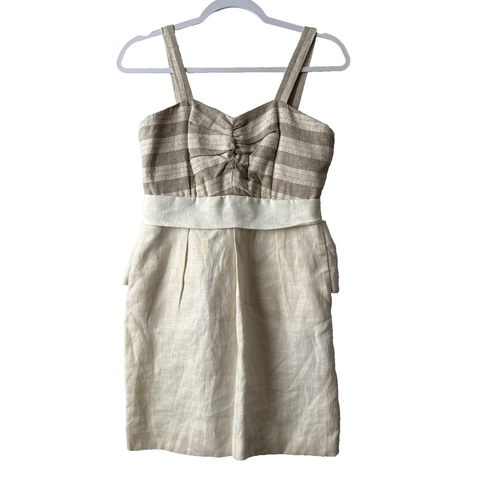 Cooper By Courtney Warren NWT Linen Striped Dress 2 Boho Chic Quiet Luxury Coast